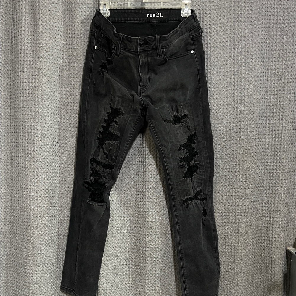 Rue21 Black Distressed Skinny Jeans